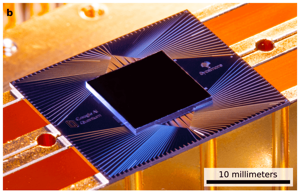 The photo of the dark blue computer processor.