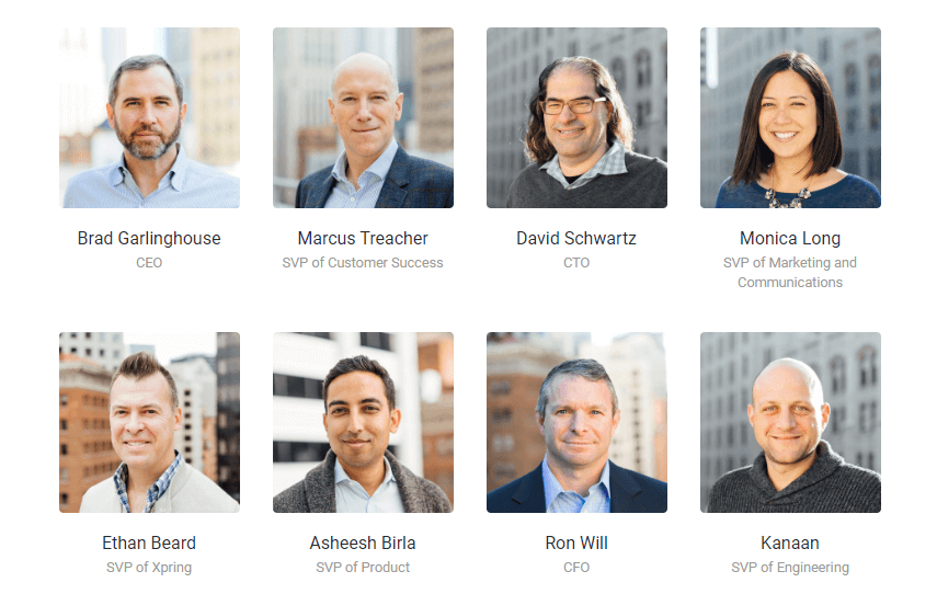 Eight portrait images of an eight people team in Ripple.