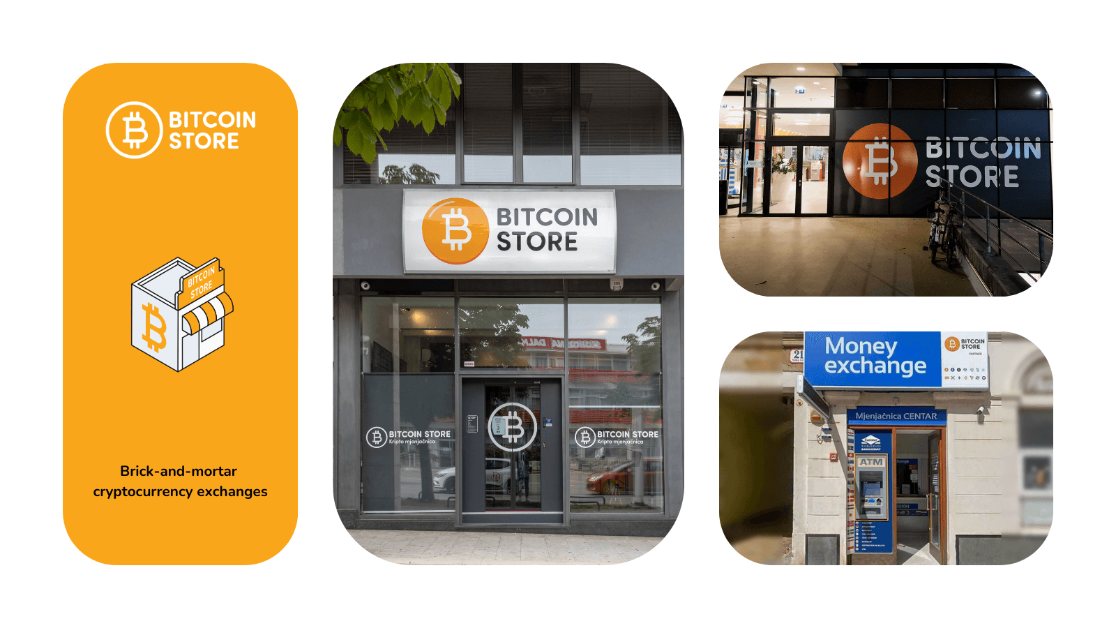 Bitcoin Store brick-and-mortar cryptocurrency exchanges on three locations.