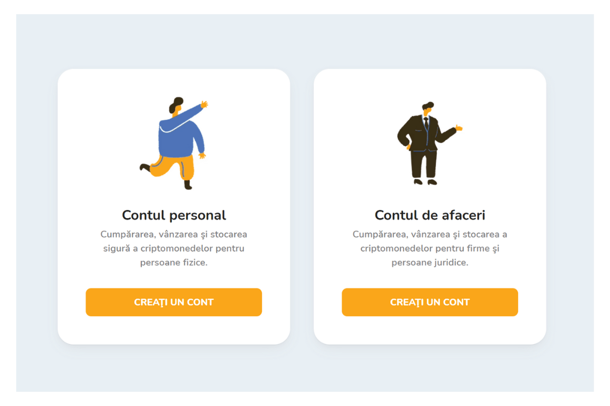 Pe platforma Bitcoin Store pentru schimbul de criptomonede puteți crea un cont personal și un cont pentru clienți de afaceri.