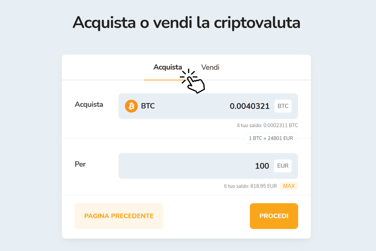Acquisto di Bitcoin e altcoin in Euro in 4 semplici passaggi sull'exchange Bitcoin Store.