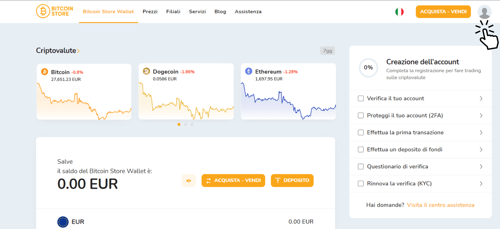 Uno screenshot del portafoglio Bitcoin Store mostra un modo per pagare commissioni inferiori quando si fa trading sulla piattaforma Bitcoin Store.