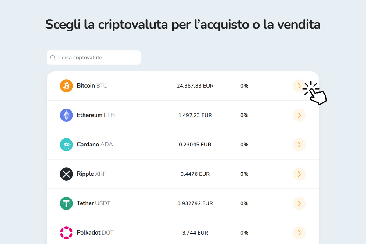 Elenco di oltre 170 criptovalute disponibili per l'acquisto sull'exchange Bitcoin Store.