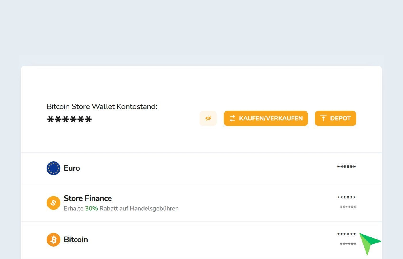 Kryptowährungsportfolio im Bitcoin Store Wallet Digital Wallet.